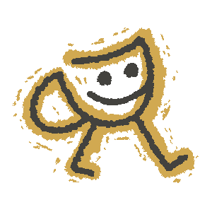 A funky little coffee cup guy drawing with scraggly outlines