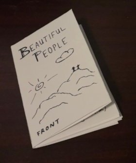A plain white booklet titled Beautiful People - the zine of jojo2k